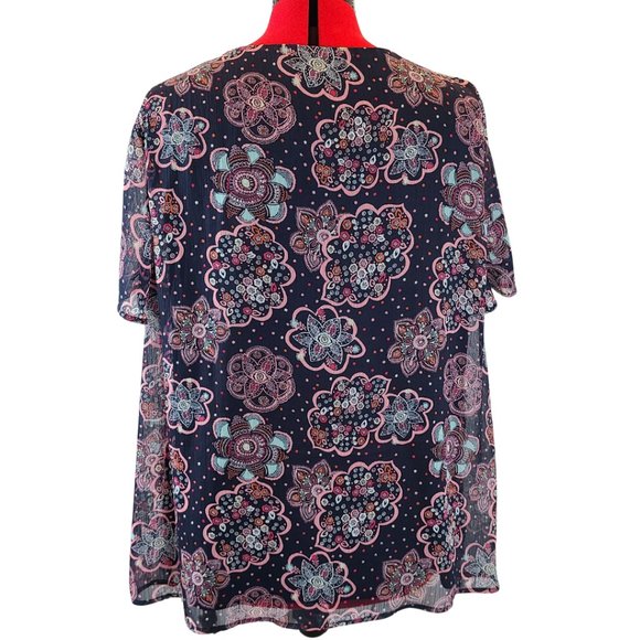 Lane Bryant Navy Floral Paisley Square Neck Blouse NWOT Size 20 - Picture 4 of 8